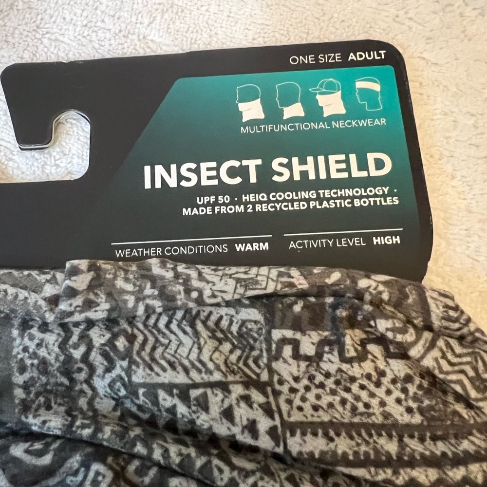 Buff Insect Shield Neckwear - Black and Gray